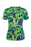 T-SHIRT DAMSKI COLORFUL V-NECK  Zielone Monstery