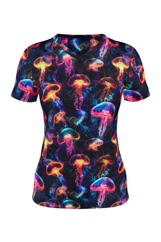 T-SHIRT COLORFUL V-NECK  Neonowe Meduzy